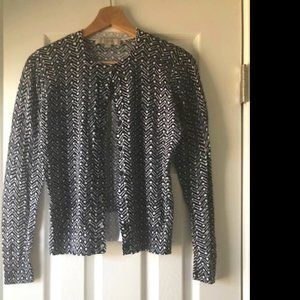 Loft navy white cardigan navy white dots & lines